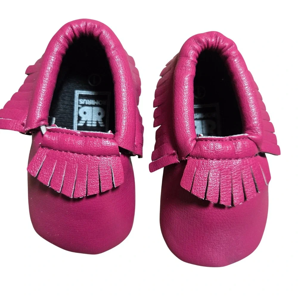 Romirus Baby Moccasins Toddler Shoes Fuchsia Pink Magenta Fringe Size‎ 1 Kidcore